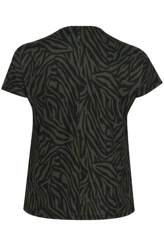 KCherdis Jersey Blouse Black/Green Print
