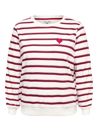 CARLORENZO L/S O-NECK SWEAT JRS Cloud Dancer Scooter/Fig/Pale Lilac/Emb Heart