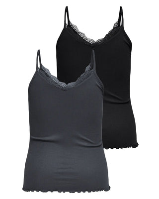 CARSILLE S/L V-NECK TOP 2PACK JRS Magnet MAGNET+ BLACK 2 PACK