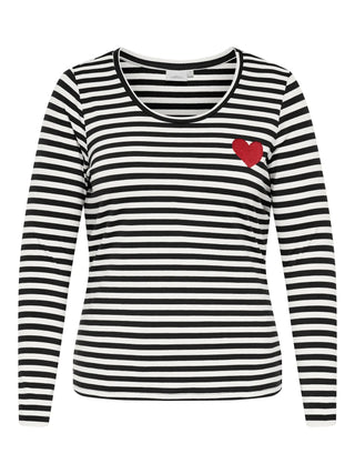 CARBODIL L/S O-NECK BLOUSE JRS Black Cloud dancer w. red emb heart