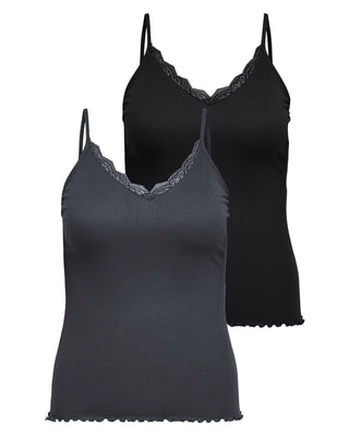 CARSILLE S/L V-NECK TOP 2PACK JRS Magnet MAGNET+ BLACK 2 PACK